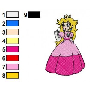 Princess Peach Mario Embroidery Design